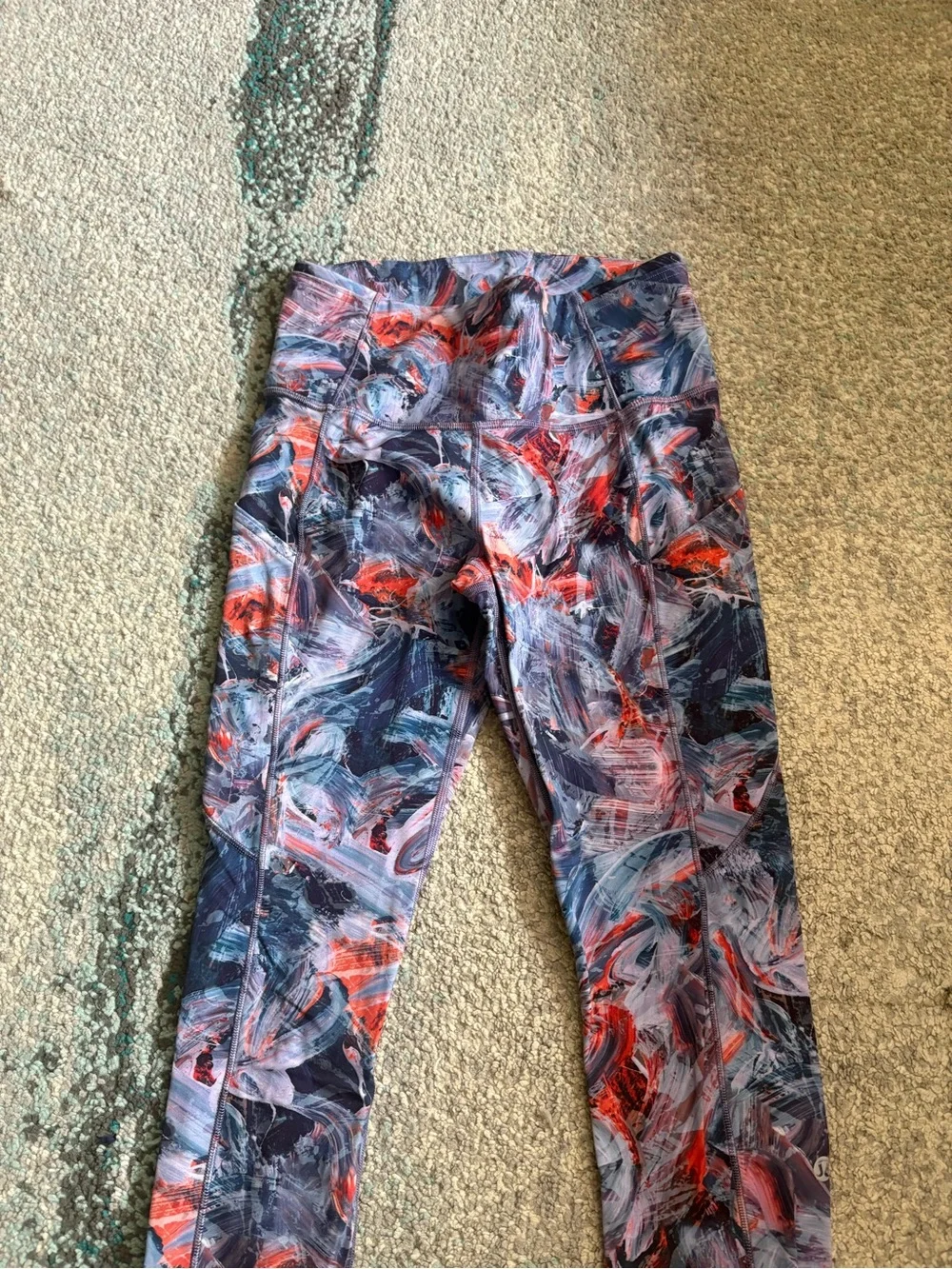 Lululemon Abstract Print Active Leggings in Navy and Red